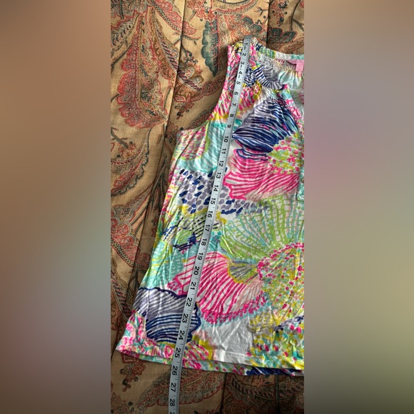 Lilly Pulitzer Essie Tank Top Henley Roar Of The Seas Shell Vibrant Size XL - Picture 4 of 5